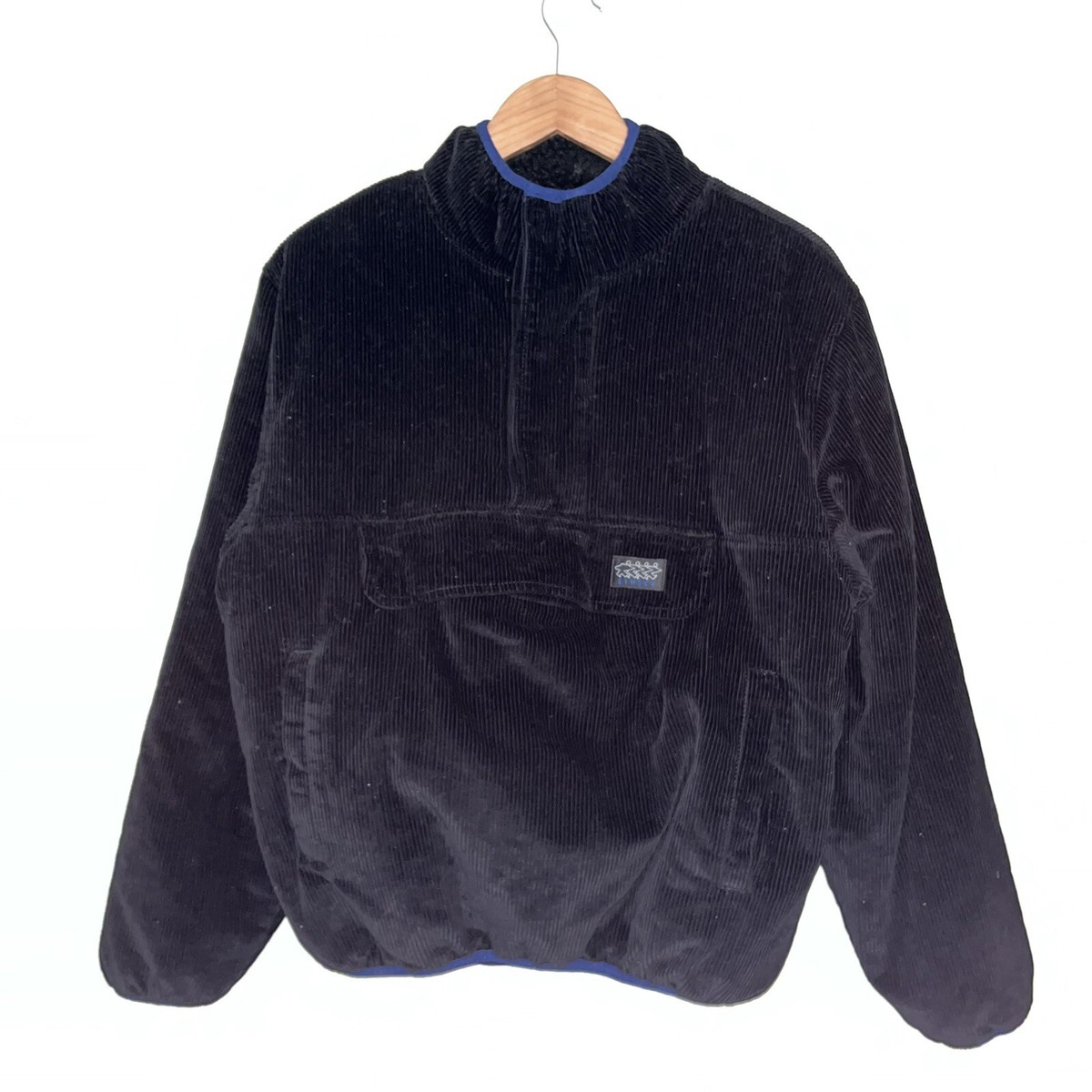 Stussy Corduroy Fleece Pullover Jacket Black Small Authentic Worn
