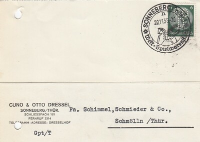 SONNEBERG, Postkarte 1936, Cuno & Otto Dressel