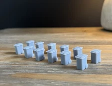 HO Scale 1:87 WHEELED GARBAGE CANS/RECYCLING BINS (12 Pk)