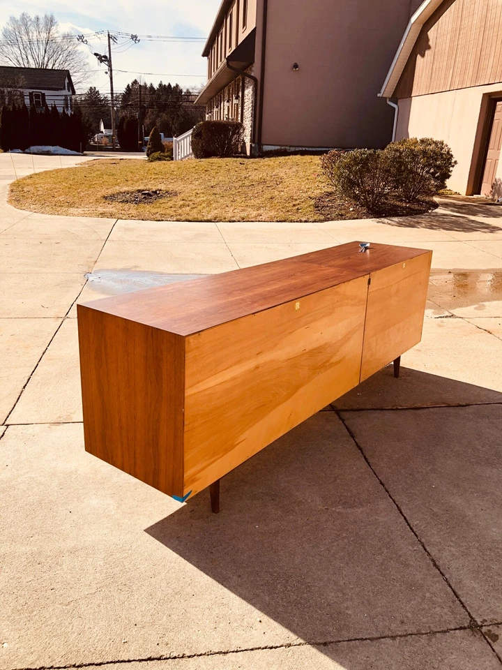 Jens Risom Eight-Drawer Walnut Credenza Mid Century Modern With Tambour Door  - Image 2 of 4