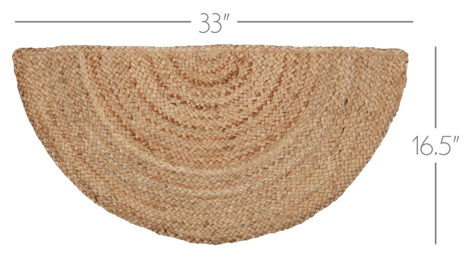 Braided Rustic Tan Hearth or Doorway Rug Half Circle 16.5" x 33" L - Image 2 of 4