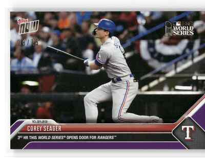   COREY SEAGER 3RD World Series HR 2023 Topps Now #1066 PURPLE 08/25 Rangers  