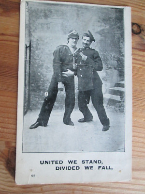 Comic postcard ''United we stand, Divided we fall'' Police, Sailor 1905 posted