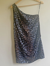 Mini Dress Size XS, Leopard One Shoulder Pre-Loved Mango Suit Blue Print Party 