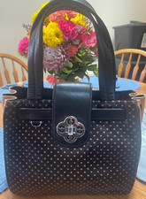 My Flat In London Pony Hair Polka Dot Purse Black/tan W/ Coa. New