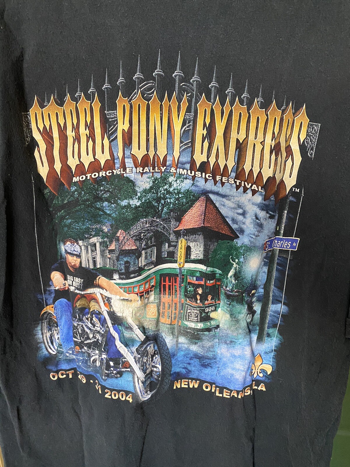 T shirt uomo New Orleans taglia X large acciaio pony express rally 2004 nera