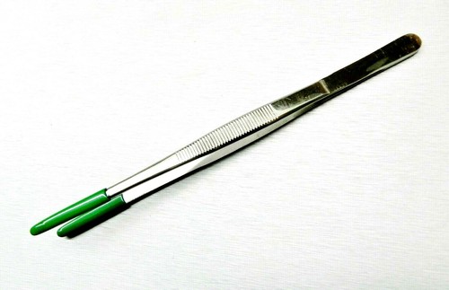 G.S TWEEZERS SLIDE LOCK &amp; PVC RUBBER COATED TIPS NON MARRING TWEEZER 6" S.S. (E 2