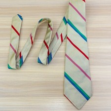 POLO Ralph Lauren Neck Tie Men Gold Twill Regimental Stripe Luxe Retro Suit USA