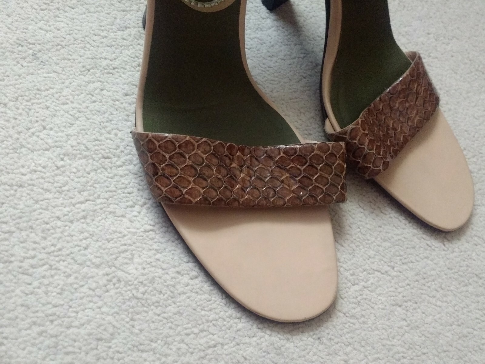 GUCCI women's Python leather open toe high heels … - image 10