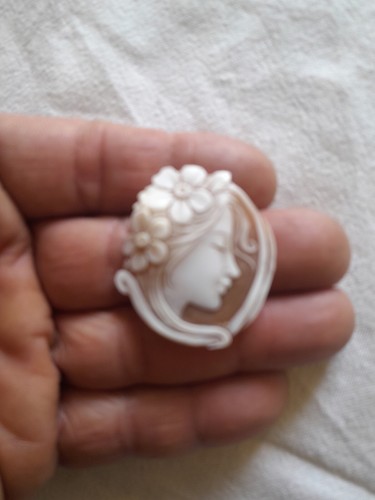 CAMMEO SARDONICO INCISO MANO UN PROFILO DI DONNA CON FIORI..cammeo sfioccato - Foto 9 di 16