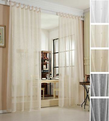 Gardine transparent mit Schlaufen Leinen Optik Stores Farbe Größe VH5farbe