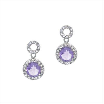 Sterling Silver 2.4ct Amethyst & CZ Circle Earrings    