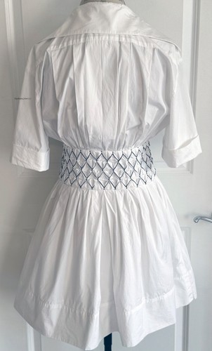 CHANEL 19C LA PAUSA WHITE NAVY SHORT SLEEVE MINI COTTON DRESS 34 - Picture 5 of 15