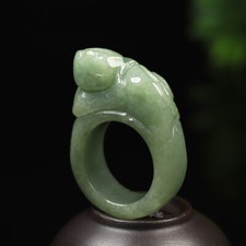 Size 10.25 Certified Grade A 100 Natural Green Jadeite Jade Ring Pixiu 14813