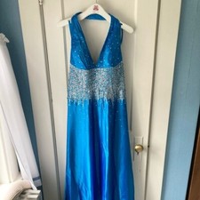 Mori Lee royal blue halter neck evening gown 8