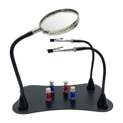 Sutekus Helping Hands for Soldering PCB Circuit Board Holder with 2.5X Black 