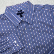Gap Dress Shirt Mens Large Blue Orange Stripe Non Iron Original Fit Cotton