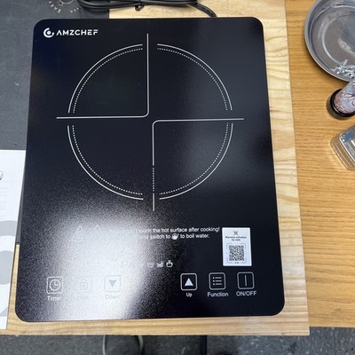AMZCHEF Portable Induction Cooktop 20 Temperature & Power Levels 1800W Induct...