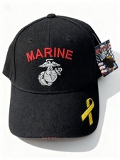 US Marine Corps Hat Baseball Cap Black Embroidered Military USMC Patriotic NEW