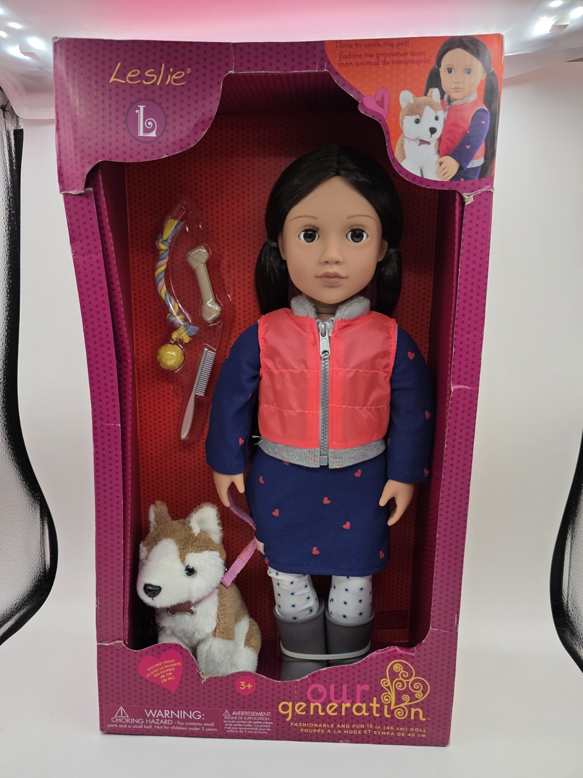 Our Generation LESLIE the Doll w/Pet Husky Dog 18" Toy by Ba