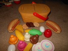 Fisher Price Vintage 1987 Picnic Basket 2109 With Food