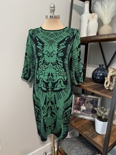 Ming Wang Sapphire Green/Black w/ Metallic Threading Sheath Knit Dress Womens SM