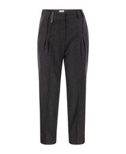 BRUNELLO CUCINELLI WOMEN'S DARK GREY WOOL TROUSERS MSRP 2250 48