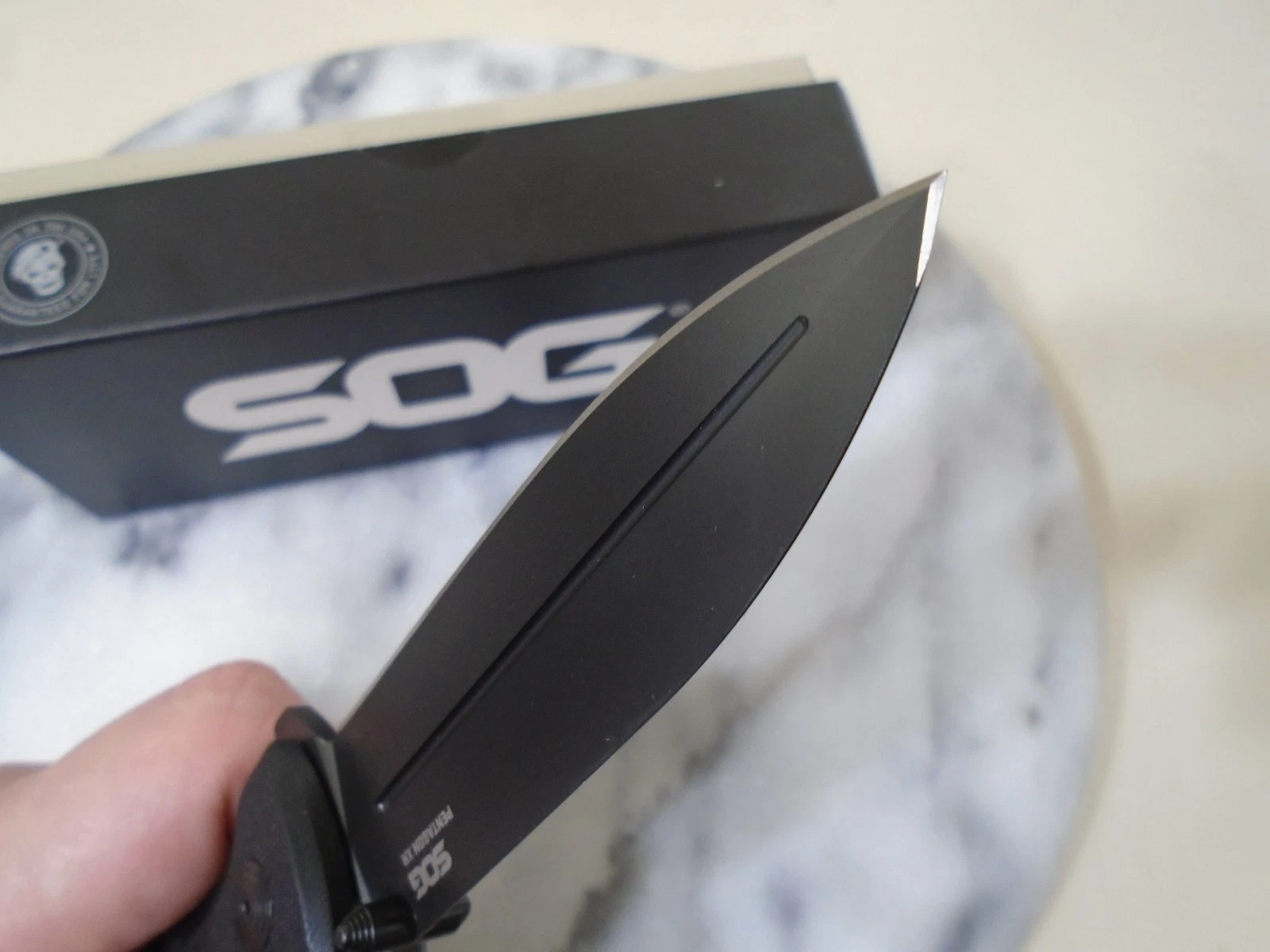 SOG Pentagon XR Blackout Ball Bearing Pivot Pocket Knife Dual Edge Tip 12610157 image 15