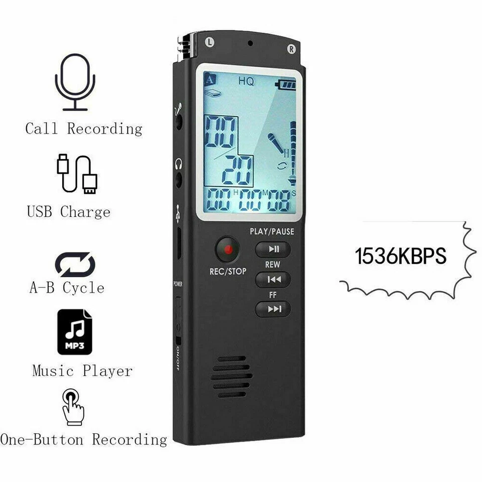 Voice Activated Mini  Digital Sound Audio Recorder Dictaphone MP3 Player - Image 3 of 4