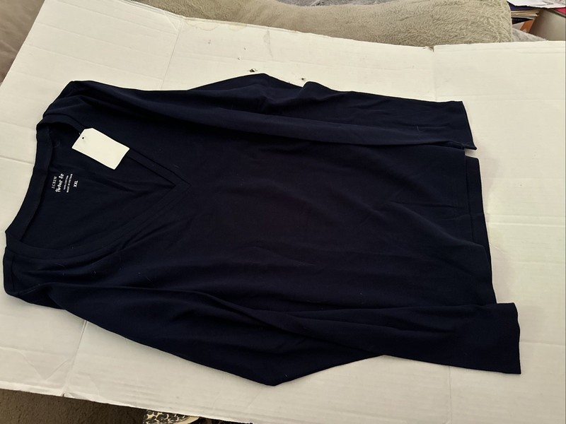 New J Crew V Neck Navy Blue Long Sleeve T Shirt XXL