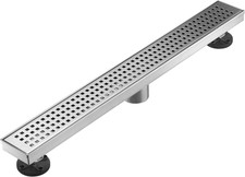 Linear Shower Floor Drain, Brushed Nickel 24 Inch 304 Stainless Steel Bathroom D