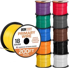 Iron Forge Cable 18 Gauge Primary Automotive Wire - 10 Roll Bulk Assortment P...