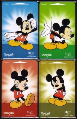 Disney's Mickey Mouse Story (Part 5) Four Different Poses Set of 4 Phone Card