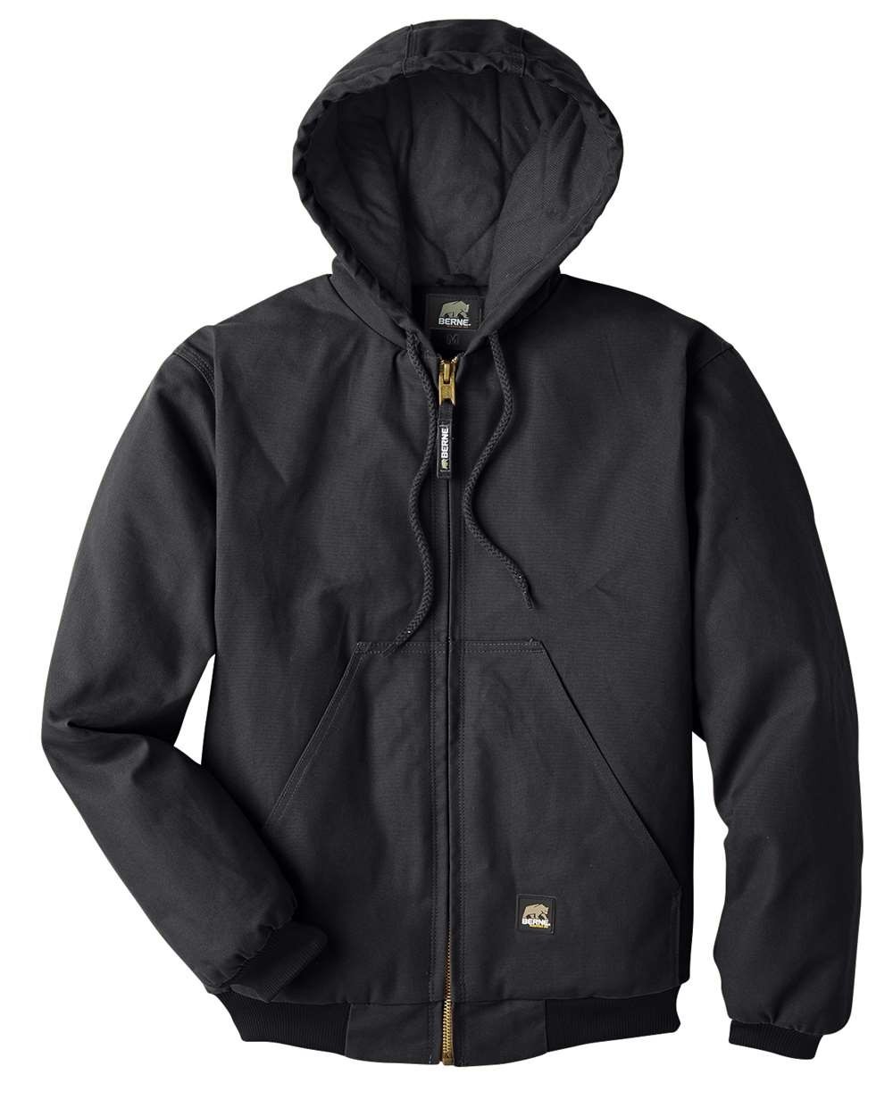 HEAVY DUTY DUCK WORK JACKET, QUILTED LINING, REPELS WATER, INSULATED HOOD, S-4XL