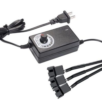 Triple 3-Pin and 4-Pin PC Fan Power Adapter, 12V Fan Speed Controller,100-240...