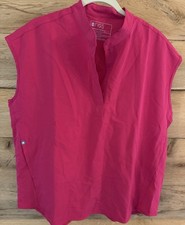 Figs Rafaela Scrub Top in Shocking PINK Size Large antimicrobial Stretch NWT