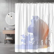 Hippo Silhouette Shower Curtain Animal Graphic Print