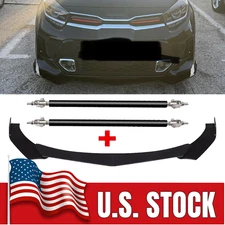 Front Bumper Lip Spoiler /Splitter Strut Rods Glossy Black For Kia
