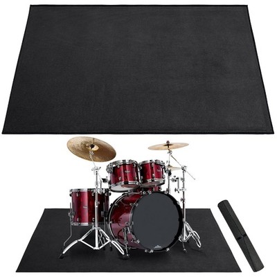 4x6 Black Drum Mat with Non-Slip Grip Soundproof Drum Rug