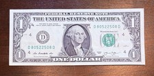 # D80522508D TRUE (DD) PERFECT RADAR serial number 4 Pairs 4 non star $1 CRISP