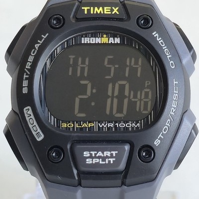 Timex Ironman Digital Mens Watch 40mm Black Reverse Dial Sport Chrono WR 100M