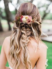 Flower Bride Wedding Hair Comb White Floral Bridal Hair Clip Pink Leaf Piece
