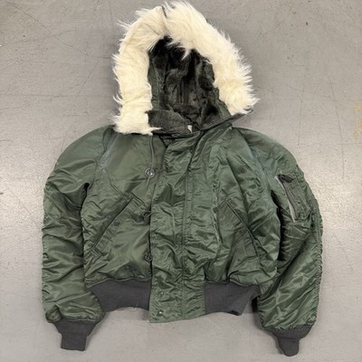 Vintage 1985 Alpha Industries N-2B Flight Jacket Parka Fur Hood Men s Large
