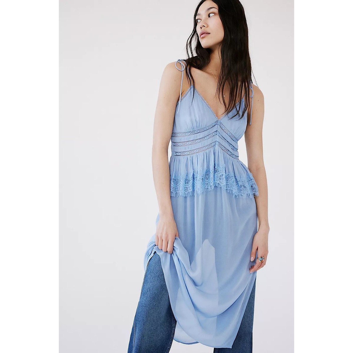 NWT Free People Intimately Light Blue Lace Slip Dress Sleeveless Women's Medium NWT Free People Intimately Light Blue Lace Slip Dress Sleeveless Women's Medium