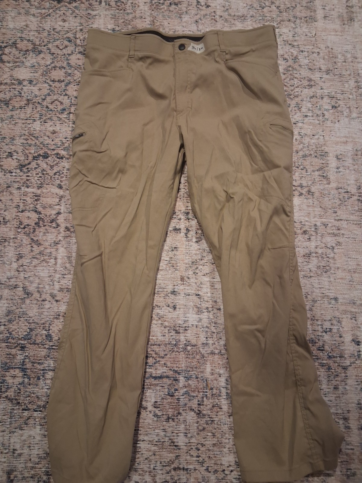 Mens Wrangler Pants Tan NW780FN Size 38x30 Straight Leg Stretch Cargo 6 Pockets