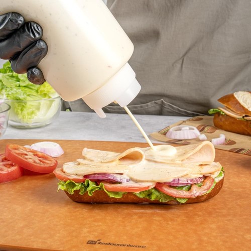 32 oz. FIFO Bottiglia Spremiagrumi in Plastica Invertita con Coperchi di Ricarica e Erogazione -... - Foto 7 di 12