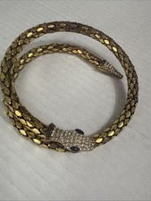 VTG Whiting Davis Mesh Rhinestone Snake Choker Gold Plated