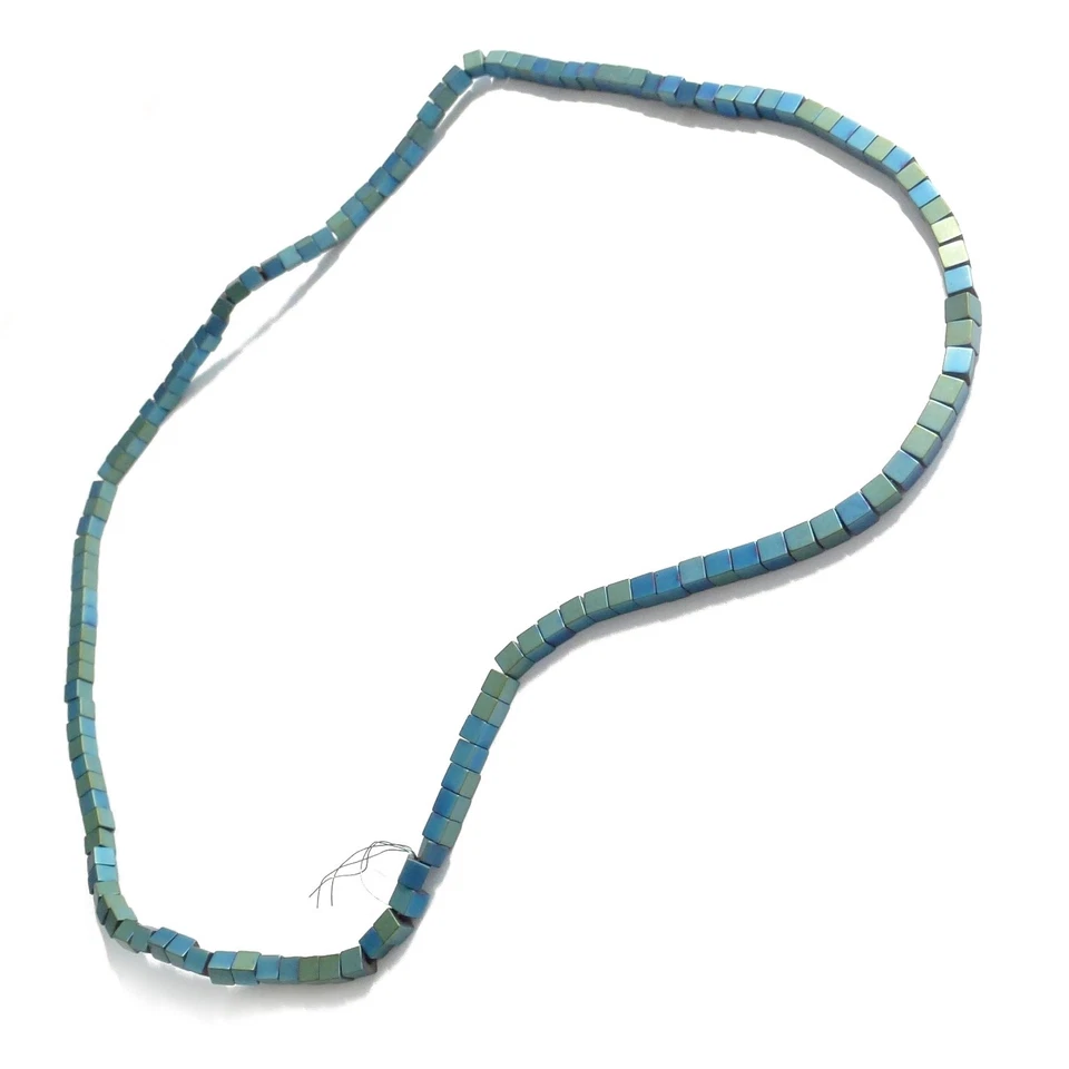 Hämatitperlen Würfel 3 mm blau grün Strang 130 Perlen Spacer nenad-design AN612 - Bild 2 von 4
