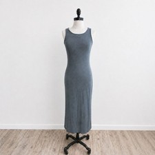 Tencel Rib Knit Tank Midi Dress Medium Dark Olive Sleeveless Bodycon Minimalist