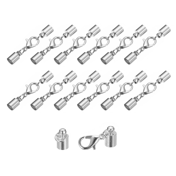 20 Sets Lederkordel-Endkappen Passend FüR 4,3Mm Kordeln, Rhodium-OberfläChe-image